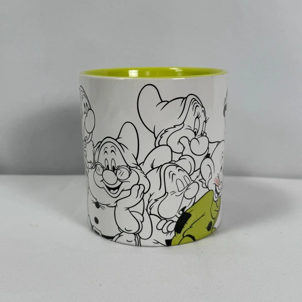 Disney Store Snow White‎ Seven Dwarfs Ceramic Mug White Lime